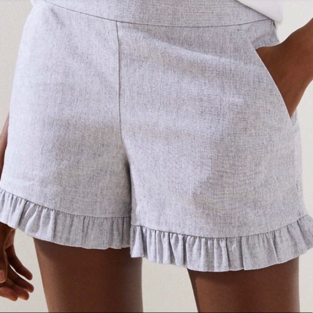 Loft linen shorts with ruffle bottom